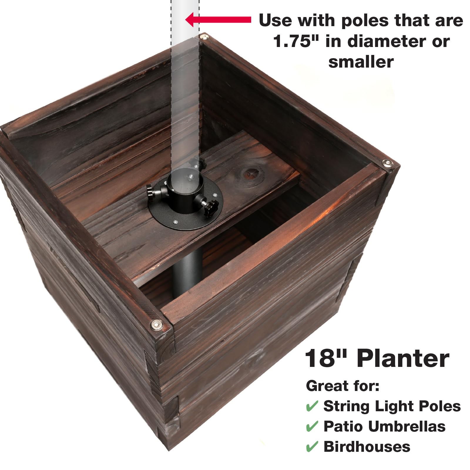EXCELLO planter on patio beside seating demonstrating decorative outdoor use