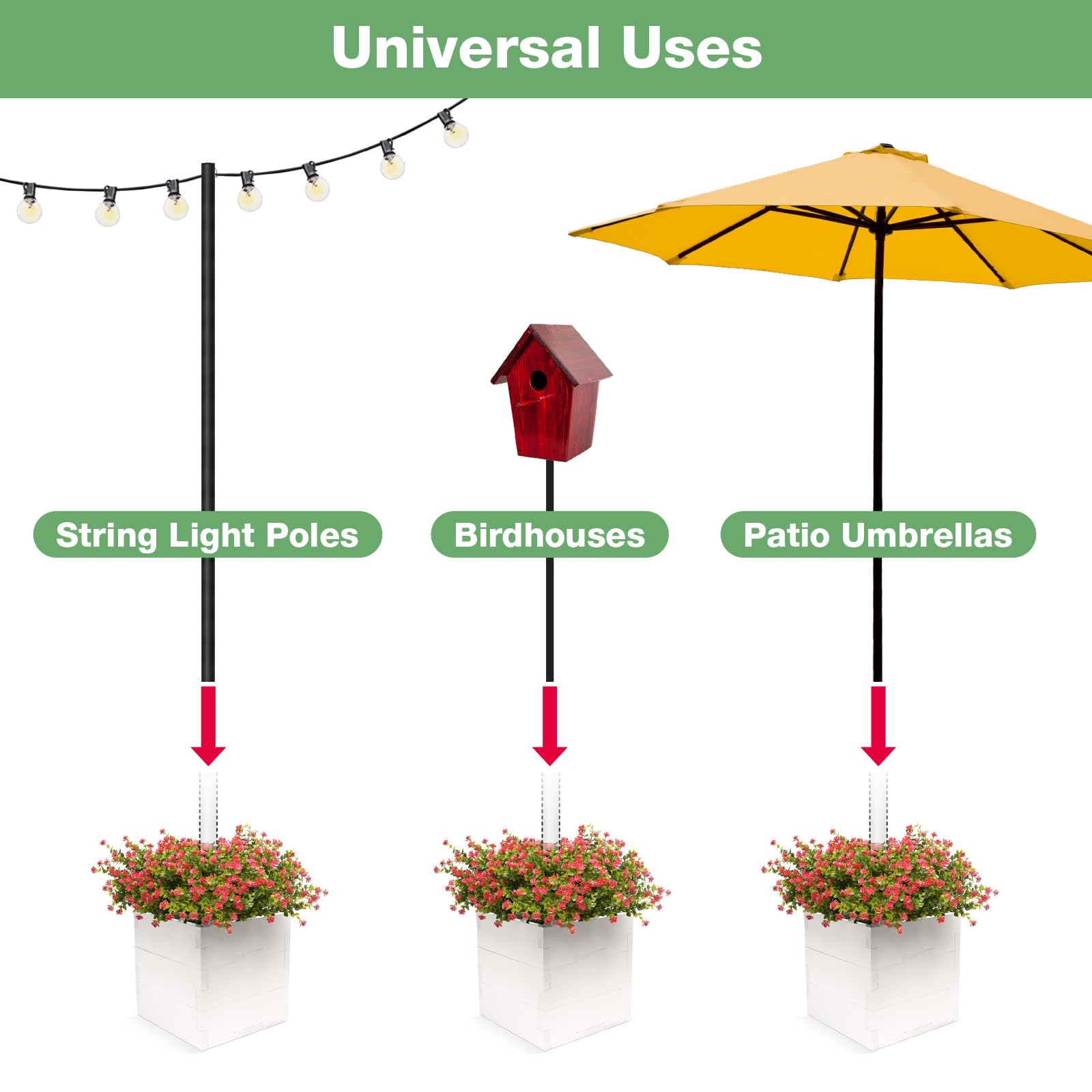 Excello planter next to chair illustrating size and porch placement benefit