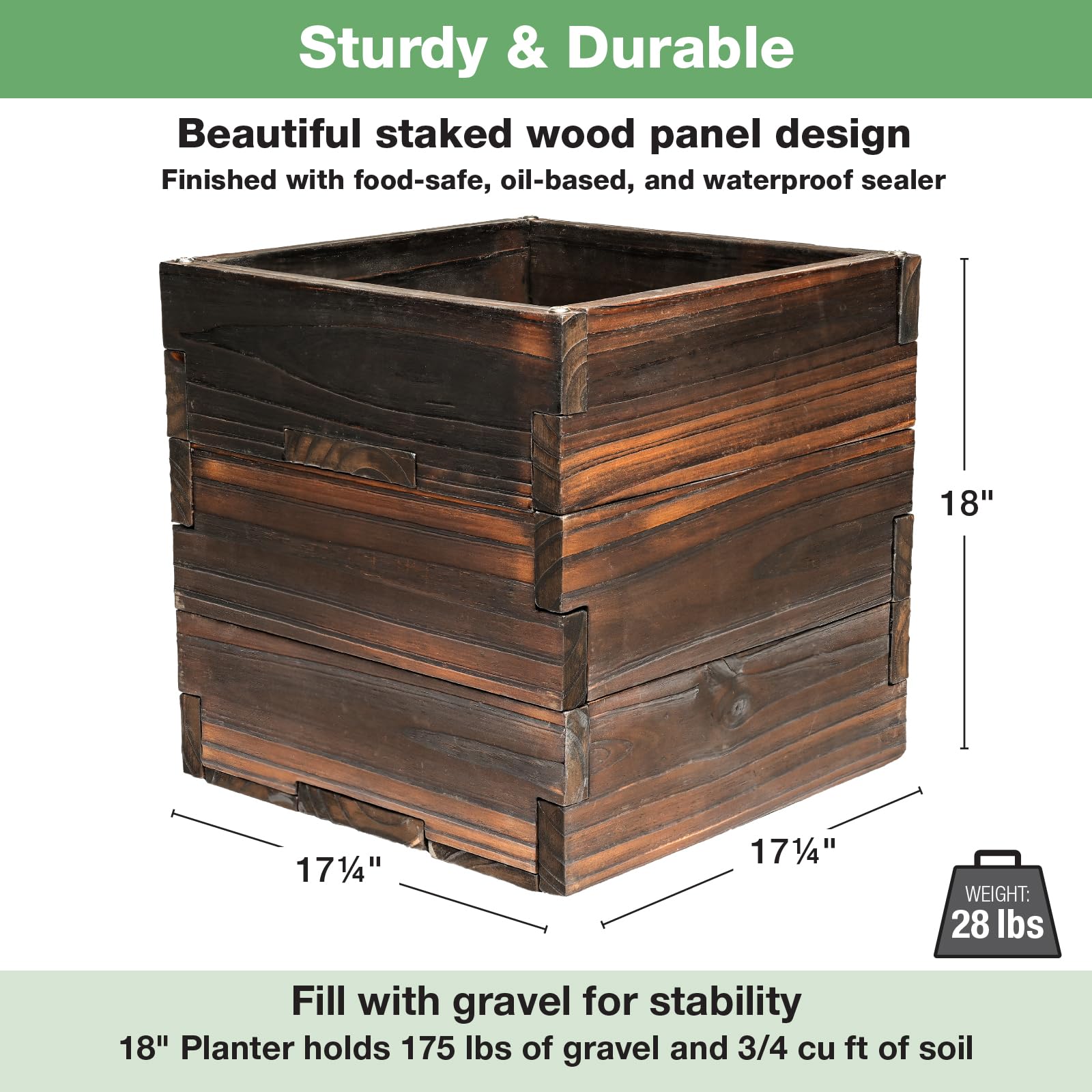 EXCELLO planter next to chair showing scale and proportional fit on deck