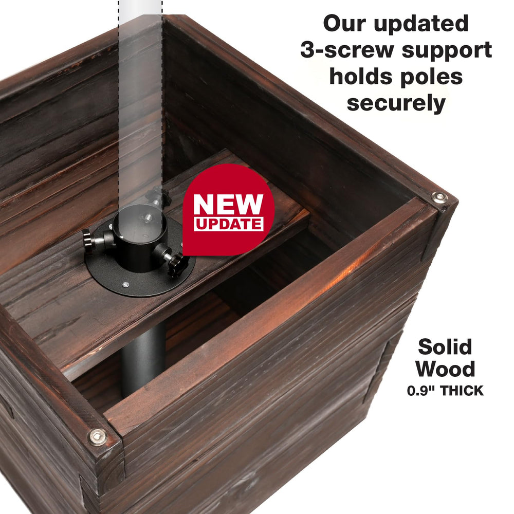 EXCELLO planter with metal pole installed supporting string lights securely