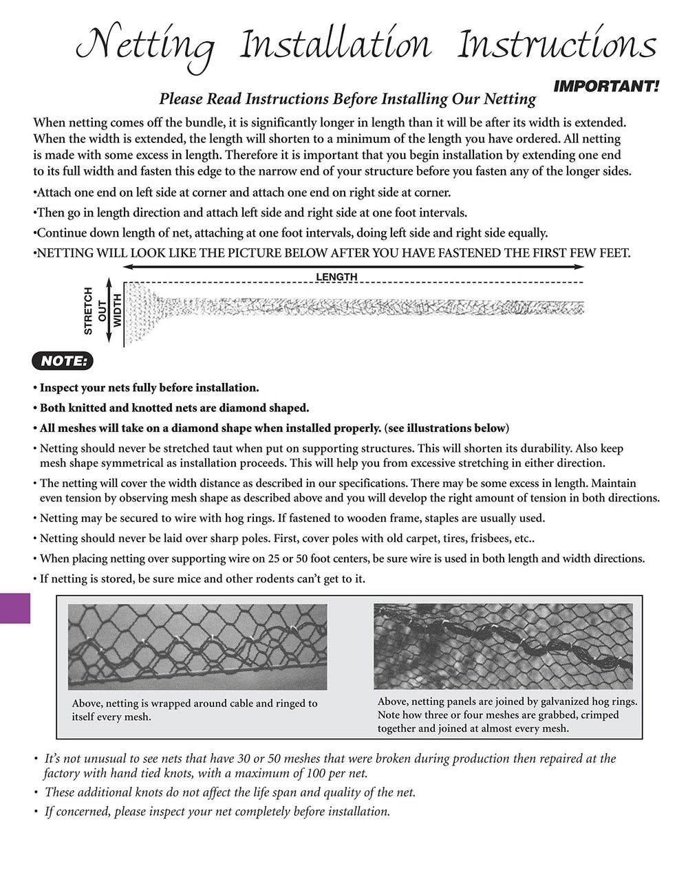 Excursions close-up of heavy knotted 2-inch mesh highlighting strength and durability