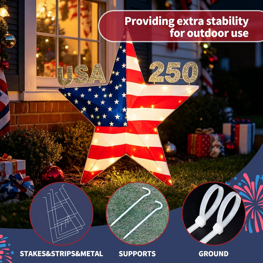 Execabe star staked in a lawn marking yard display and stability