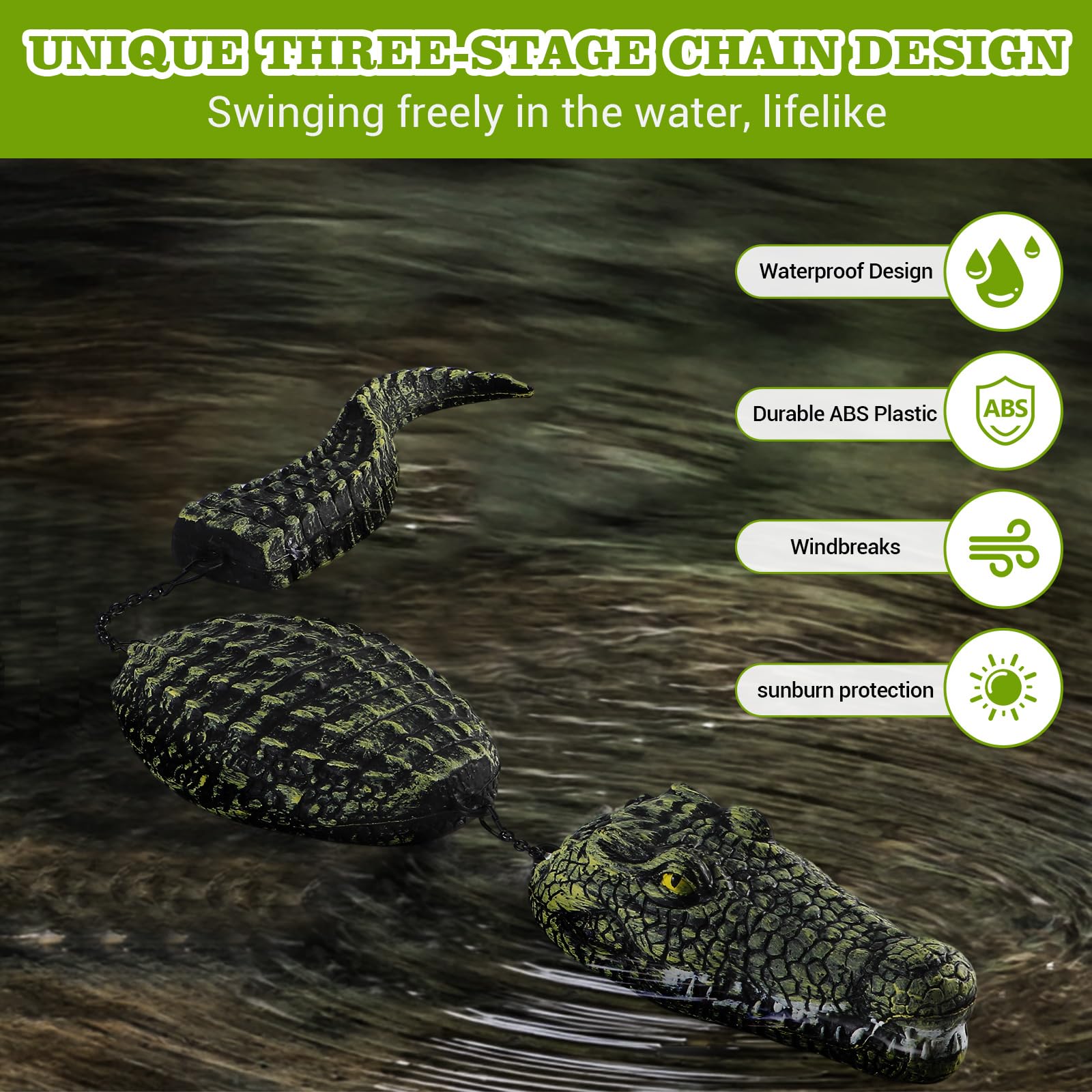 EXLIPO floating crocodile in pond illustrating realistic float and visual impact