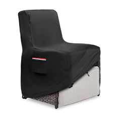 Exokugo front view on recliner showing full coverage and weather protection