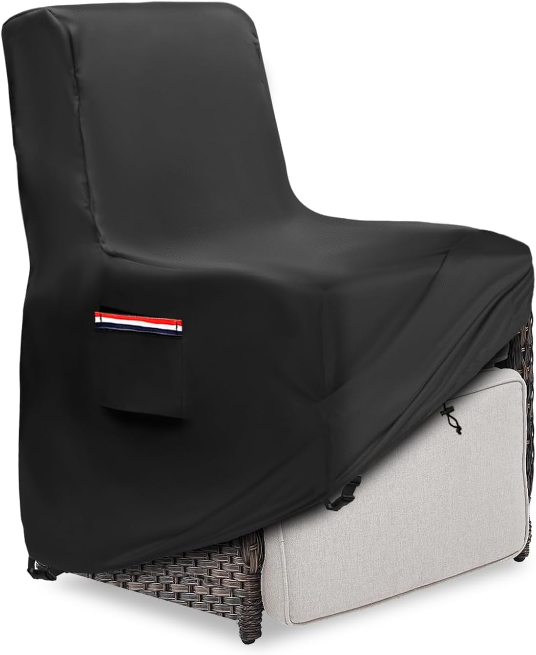 Exokugo front view of recliner cover showing full fit and weather protection benefits