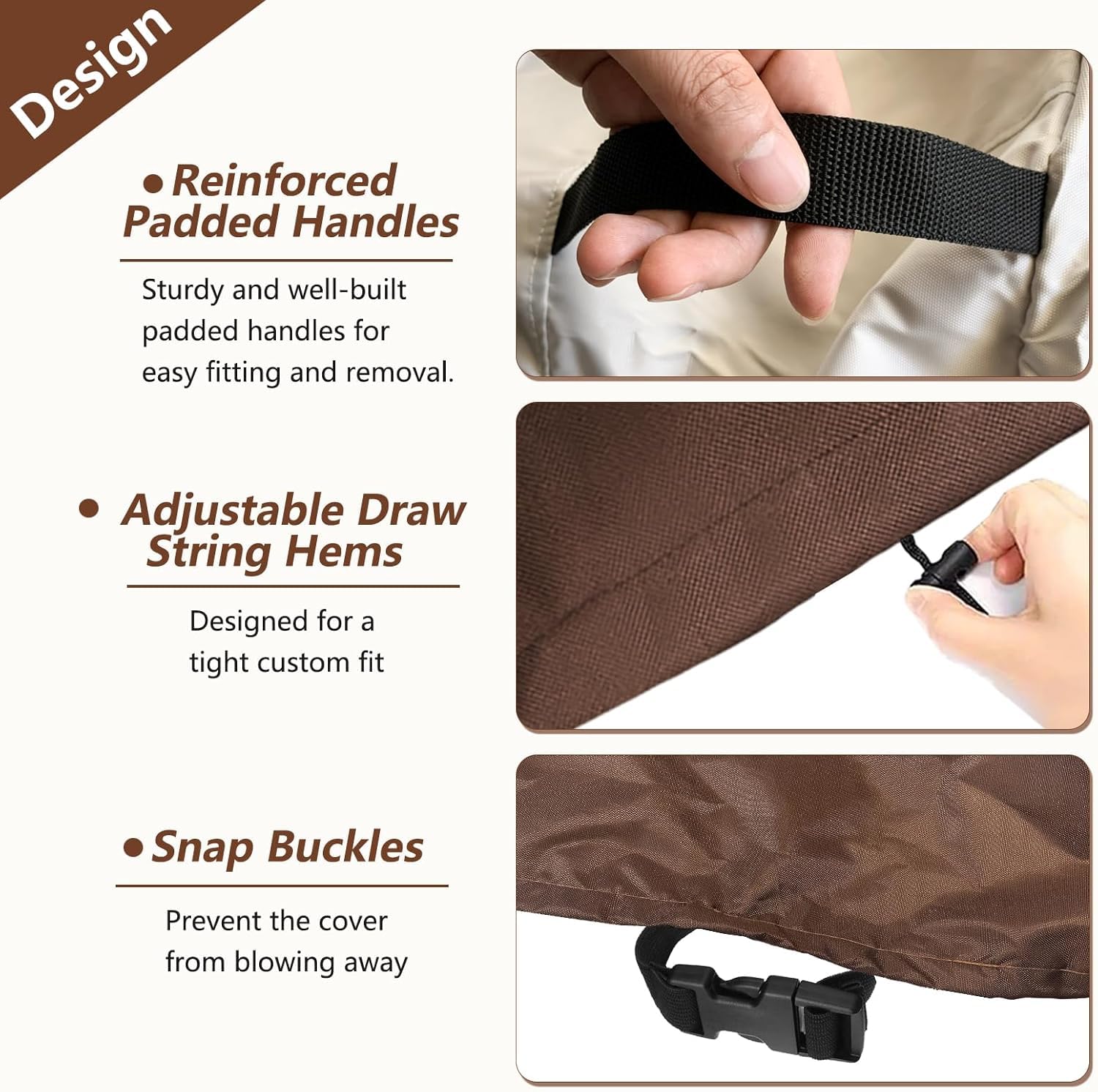 Exokugo cover buckles and drawstring secured to prevent wind uplift and movement