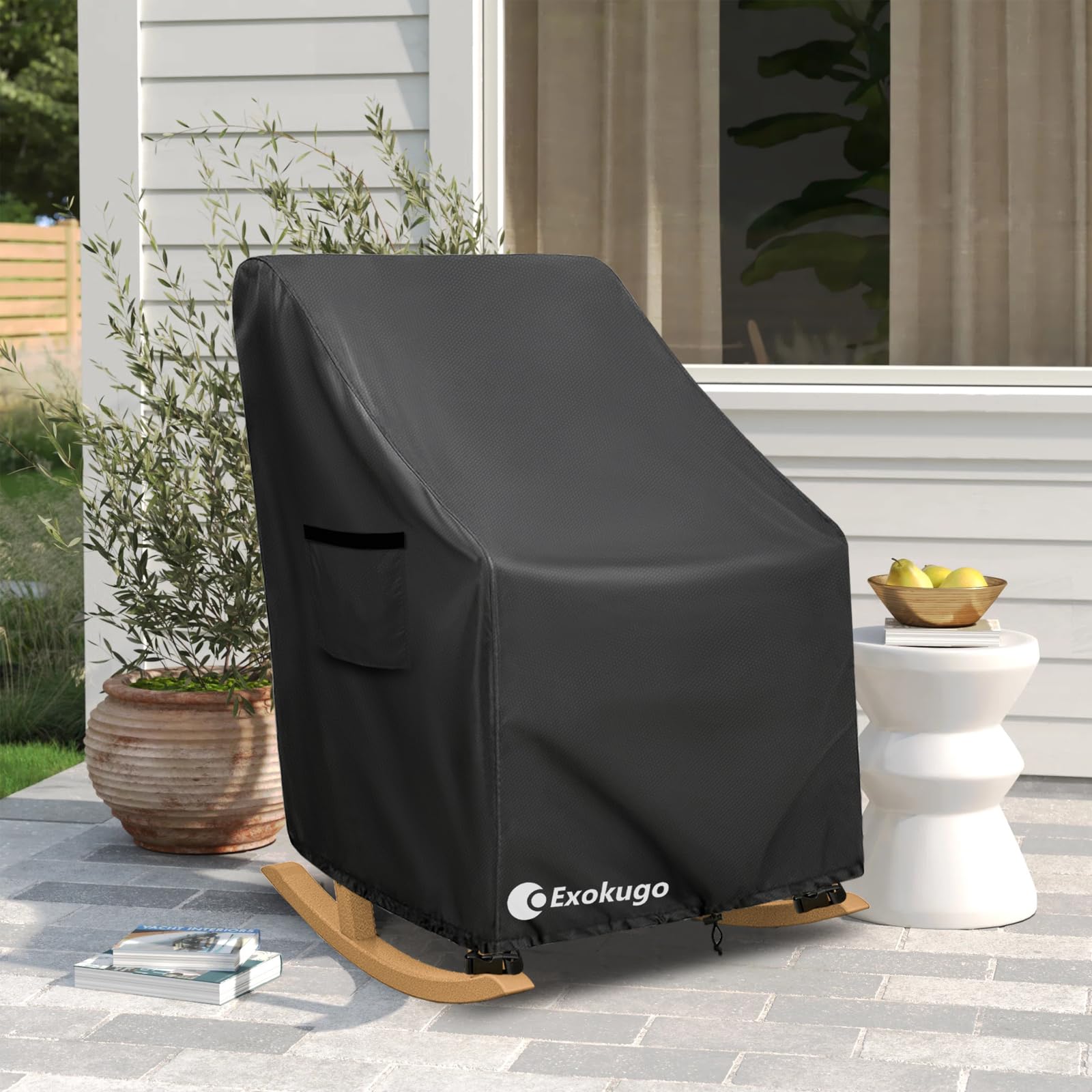 Exokugo folded cover and storage bag for compact off-season storage