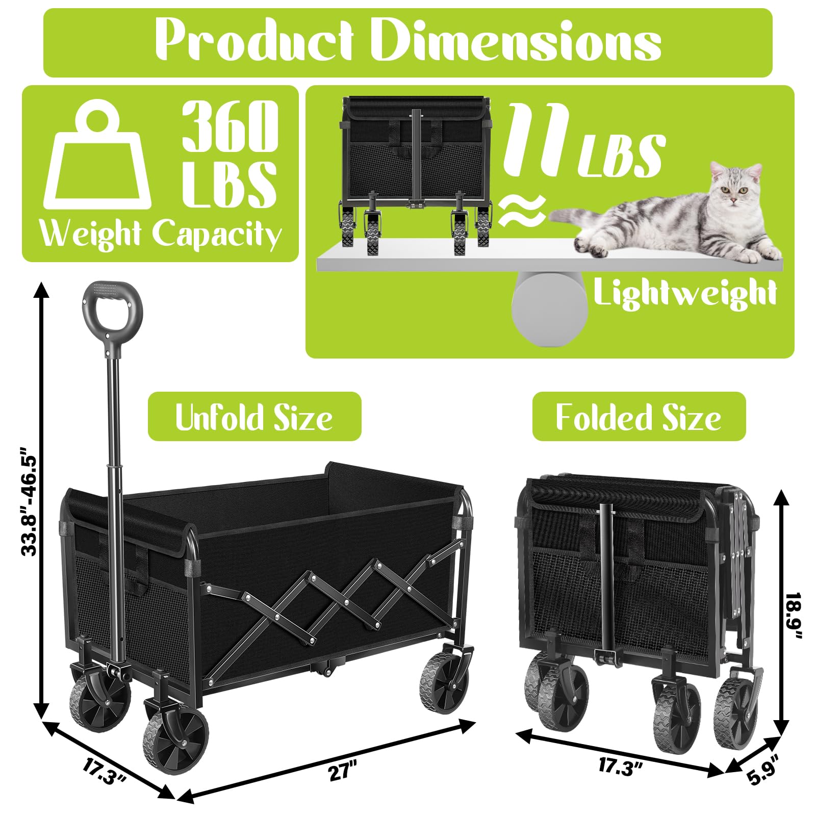 Exovyn wagon folded compact for trunk storage and easy portability