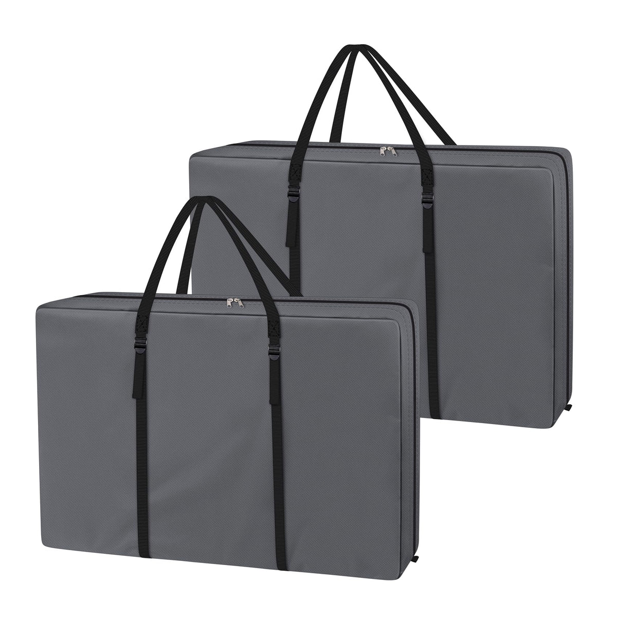 Explore Land front view of two grey chair storage bags showing capacity and protection