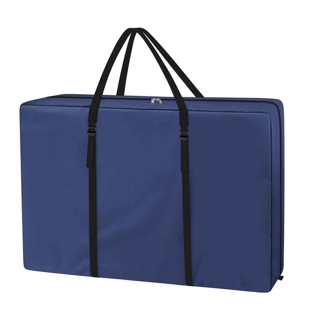 Explore Land front view of blue chair storage bag showing full-length protection and easy transport
