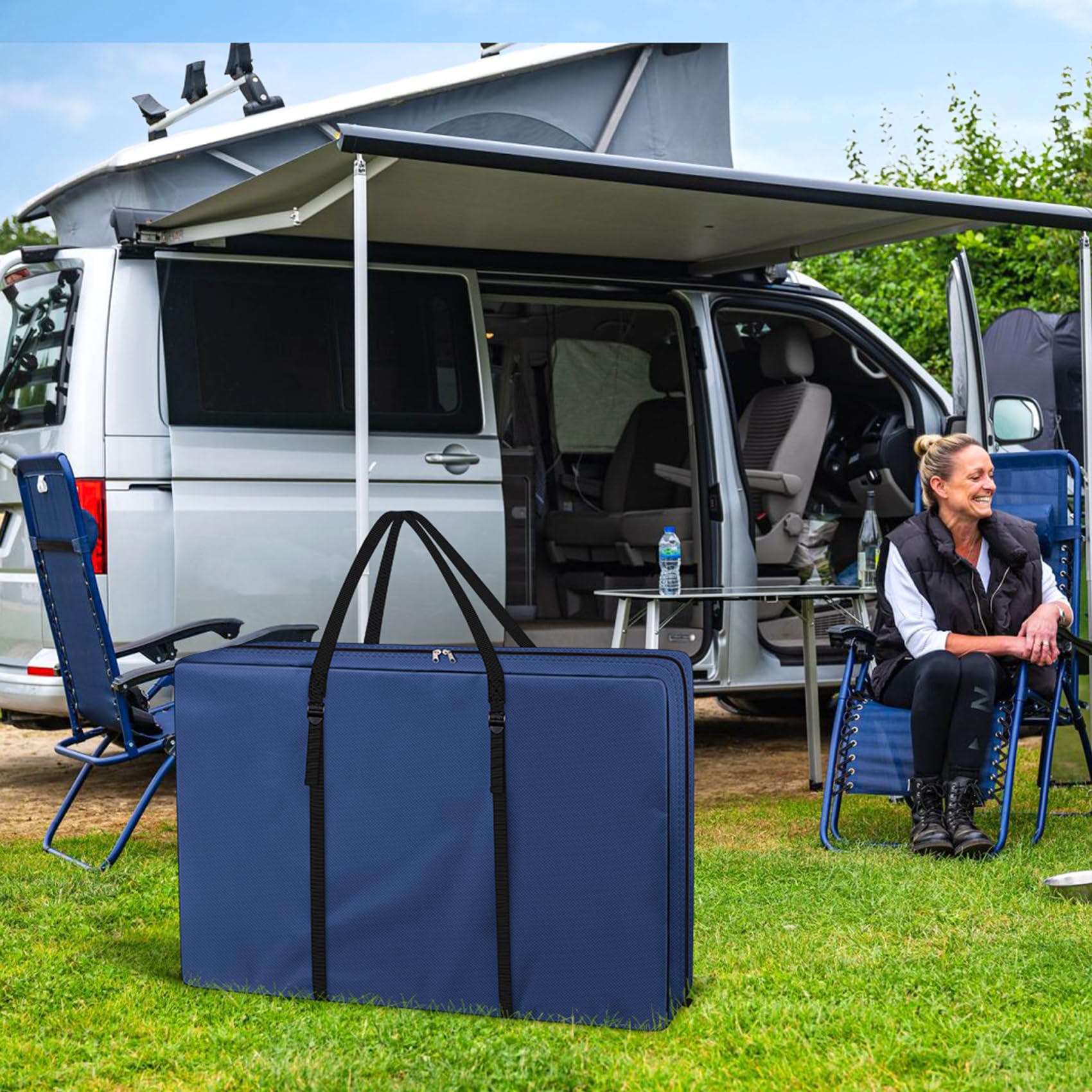 Explore Land open storage bag displaying interior space and easy chair insertion