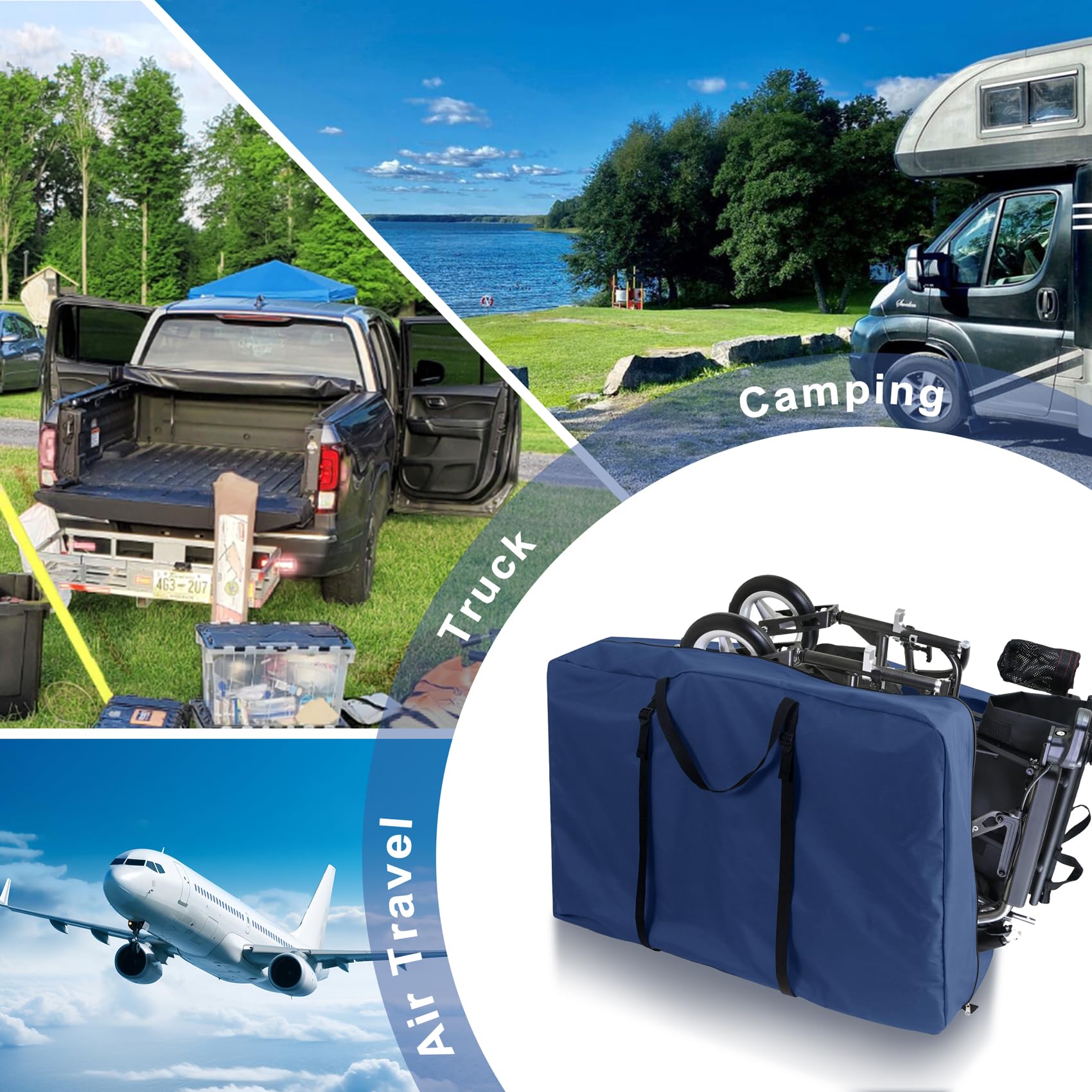 Explore Land storage bag next to a backpack to illustrate scale and portability benefits