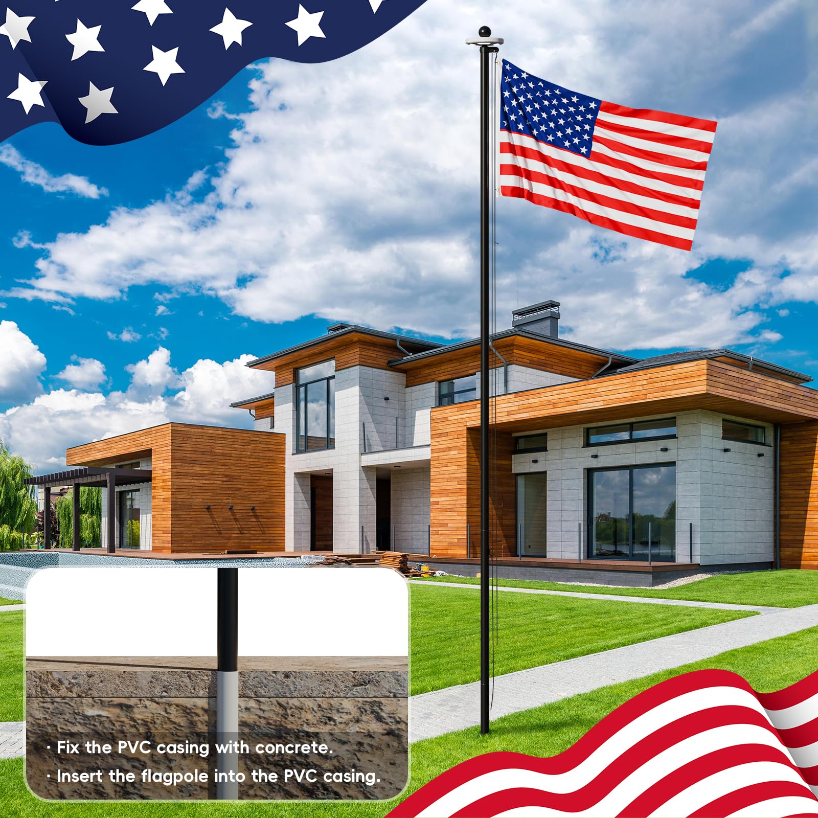 Exquimac 3x5 flag detail showing durable polyester fabric and reinforced edges