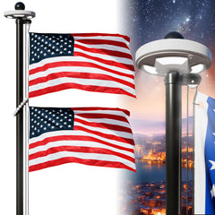 Exquimac flagpole front packaging showing full kit and quick benefits