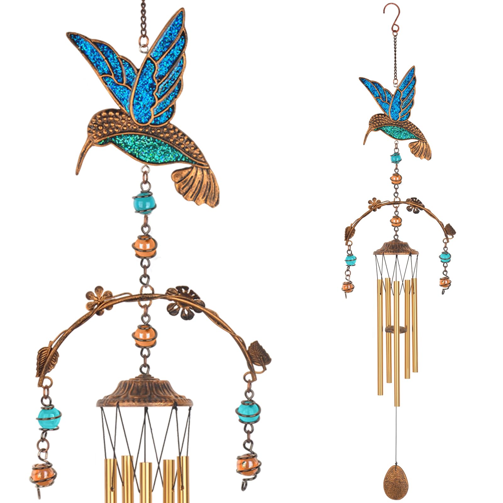 Exrisiry front view showing full 34-inch wind chime for charming outdoor sound