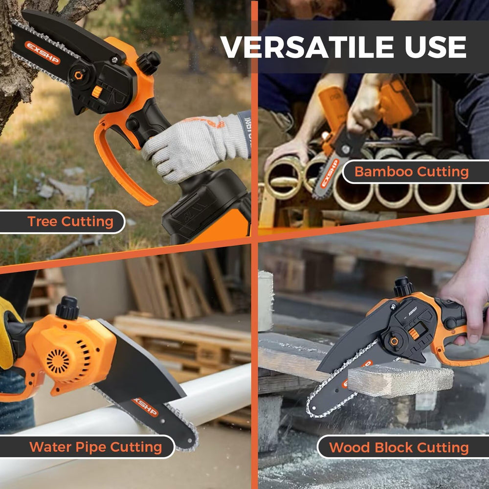 EXSHP chain in a yardwork scene showing reliable homeowner use