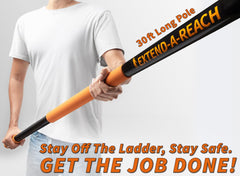 EXTEND-A-REACH close-up of thumb-lever pole locks, benefit is secure and quick adjustment