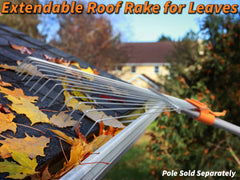 EXTEND-A-REACH folded rake head compact for storage and easy transport