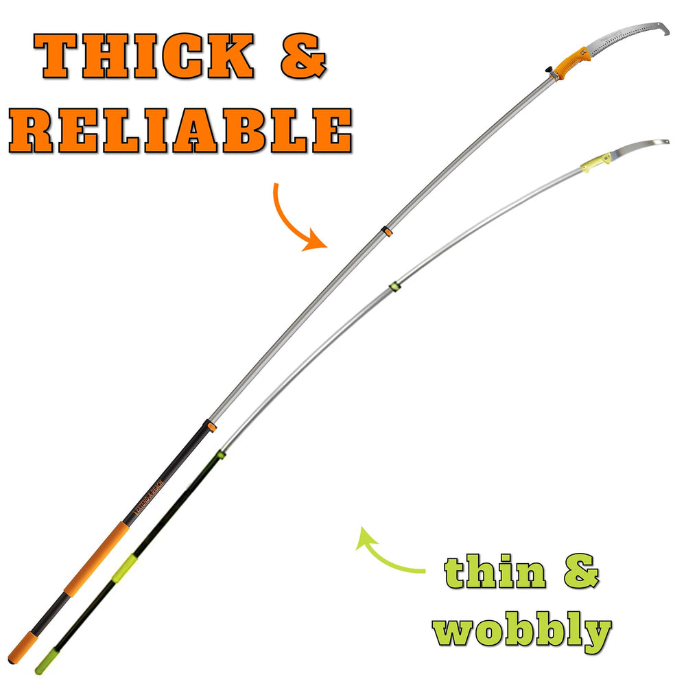 EXTEND-A-REACH fully extended pole demonstrating 18-foot reach for high branches