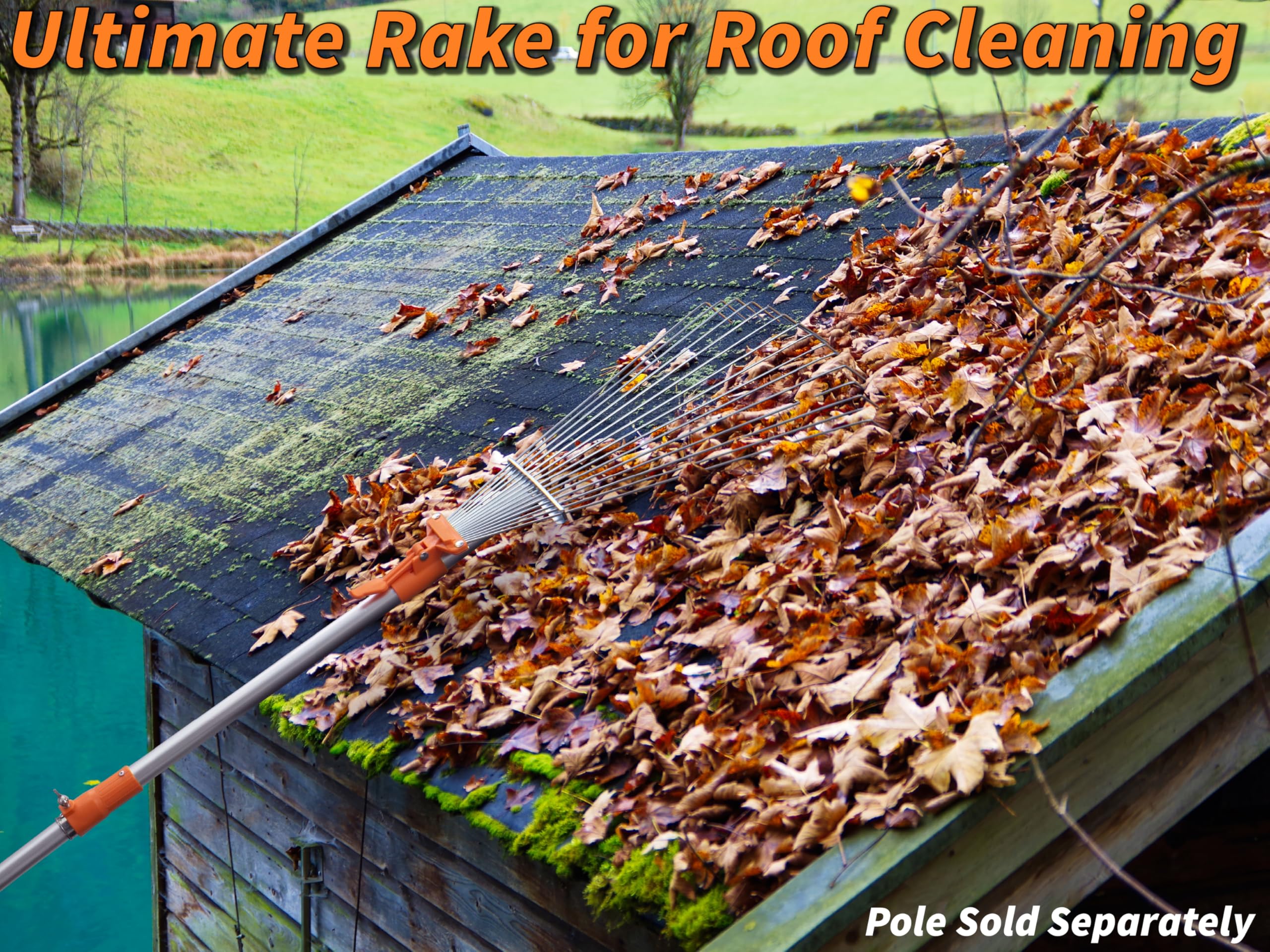 EXTEND-A-REACH rake next to a yard tool for scale and clear sizing benefit