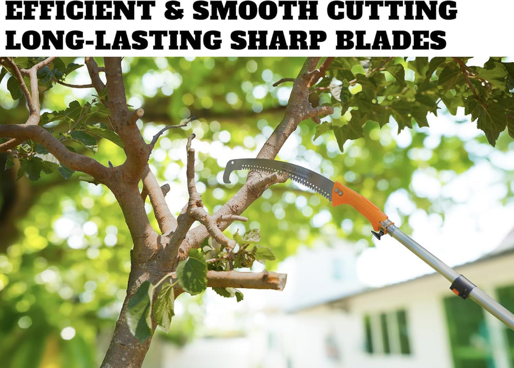 EXTEND-A-REACH next to a yard tool for scale, benefit is clear size and extendable reach