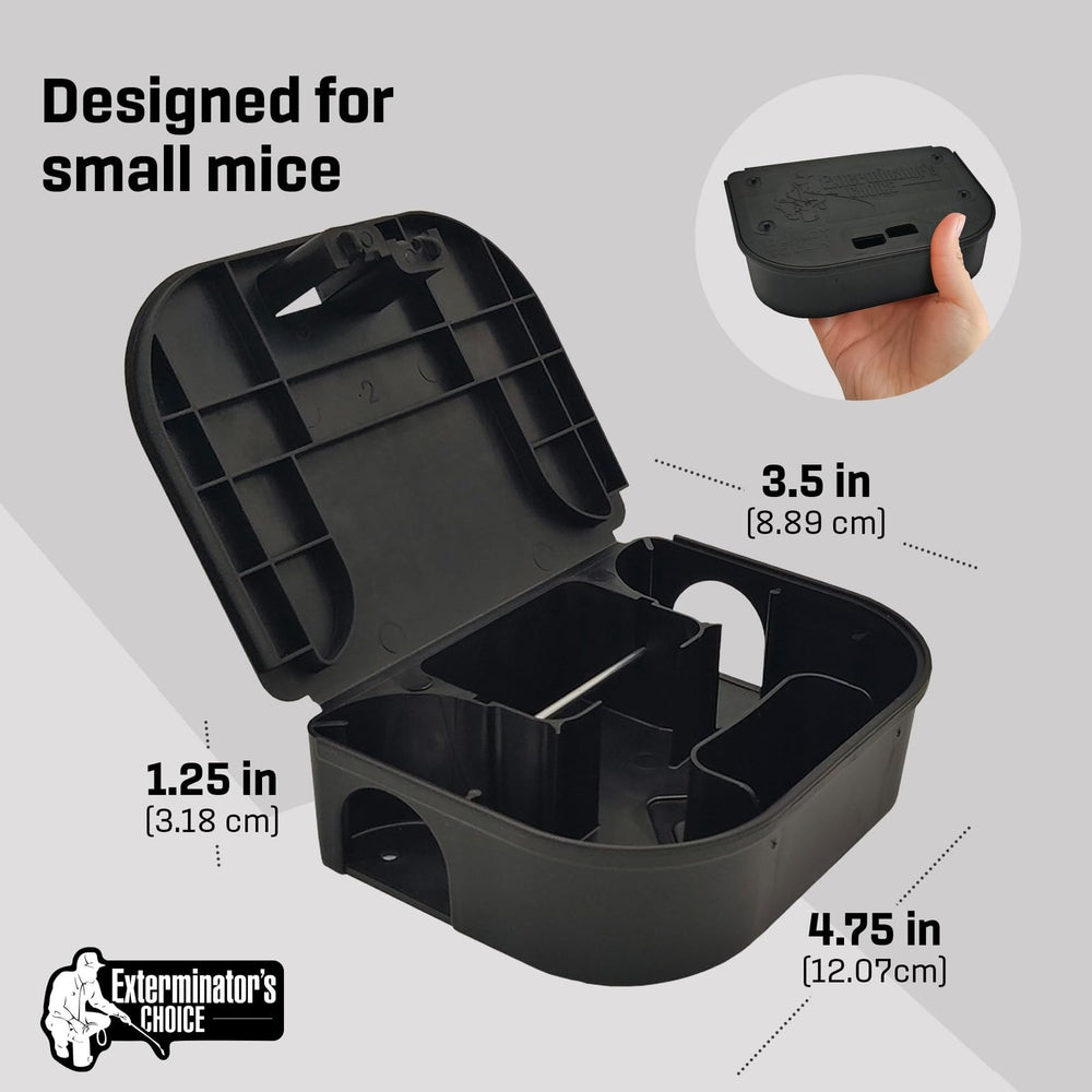 Exterminators Choice interior bait tray with bait mounted for protected rodent access