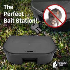 Exterminators Choice lock and key detail securing lid, prevents access by children or pets