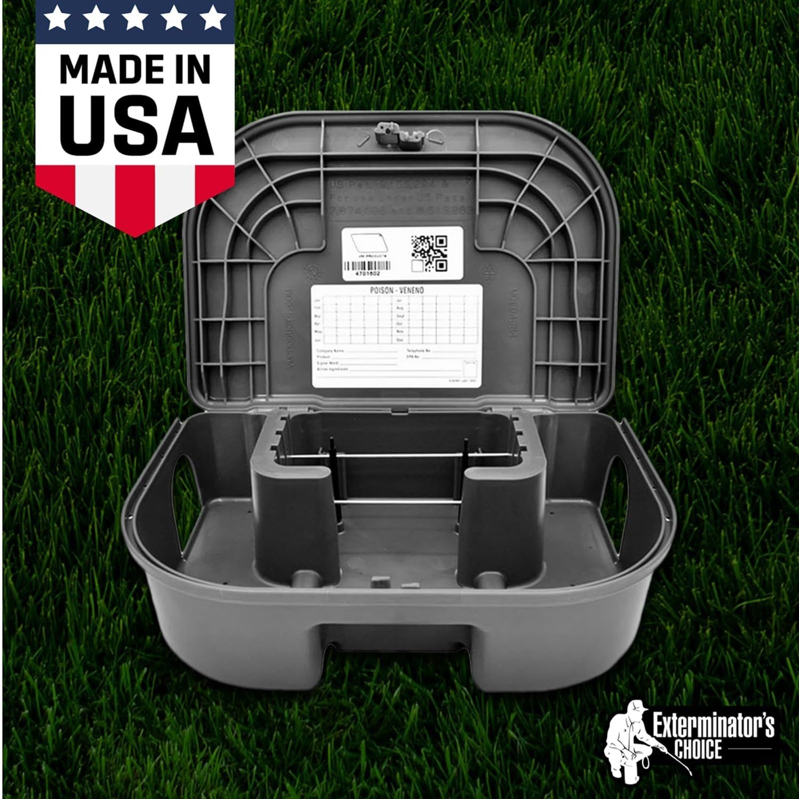 Exterminators Choice lid edge showing weather-resistant seal for outdoor durability