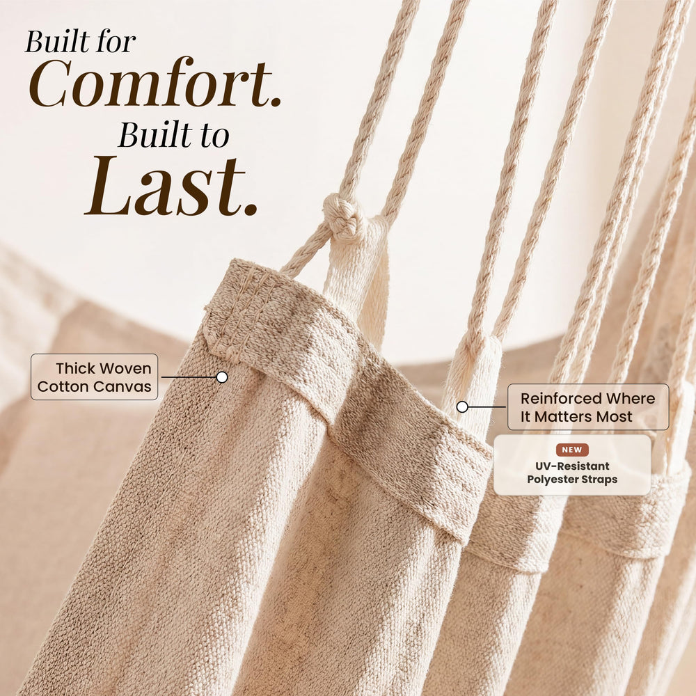 EXTIRIO upgraded polyester straps detail showing UV-resistant strength and secure hanging