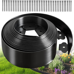 EXTRAEASY front view of 4-inch landscape edging kit showing stakes and roll for easy setup