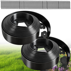 EXTRAEASY front packaging of 2" x 100' edging kit showing included stakes and rolls for quick install