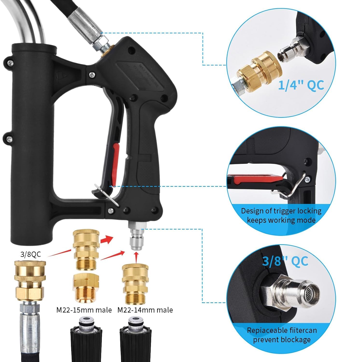 EXTRAFEIN lever-lock detail on aluminum sections ensuring stable extension and control