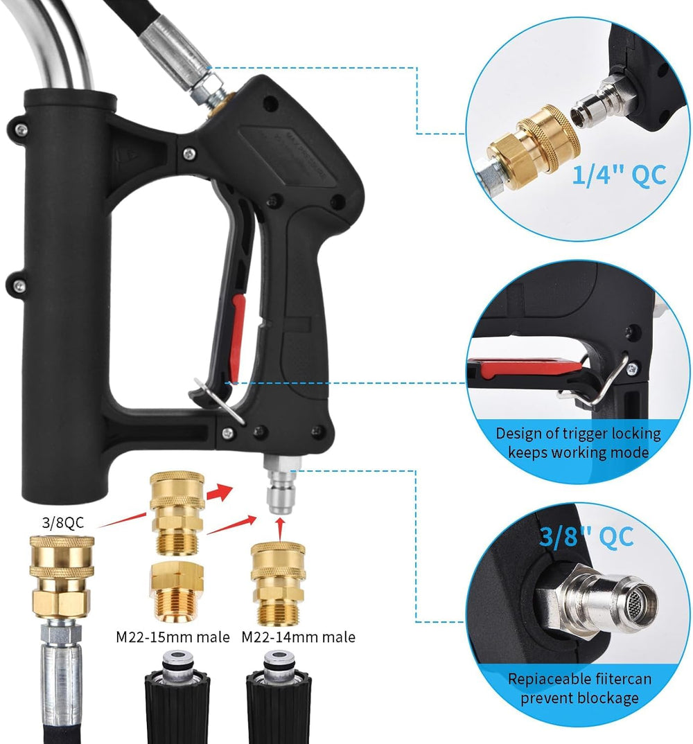 EXTRAFEIN lever-lock detail on aluminum sections ensuring stable extension and control