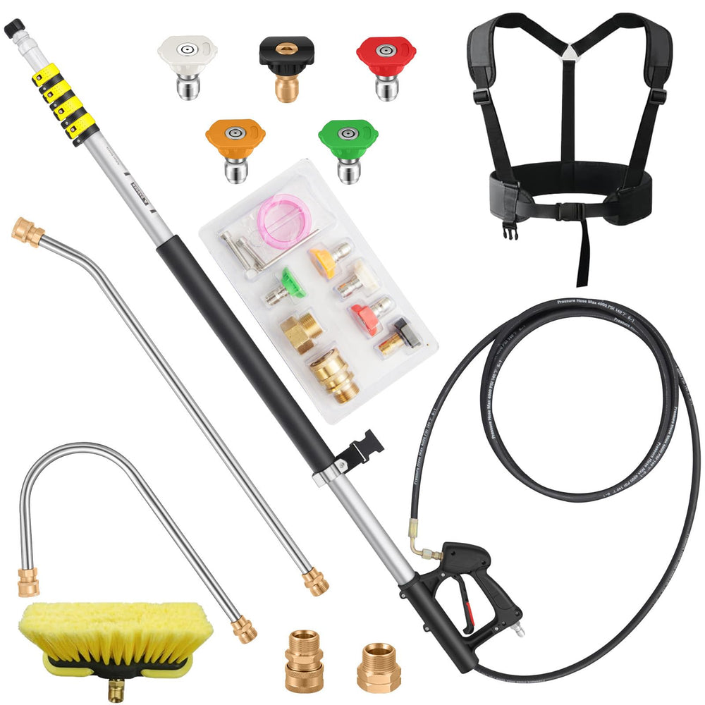 EXTRAFEIN full kit front view showing wand, brush, and accessories for safer gutter cleaning