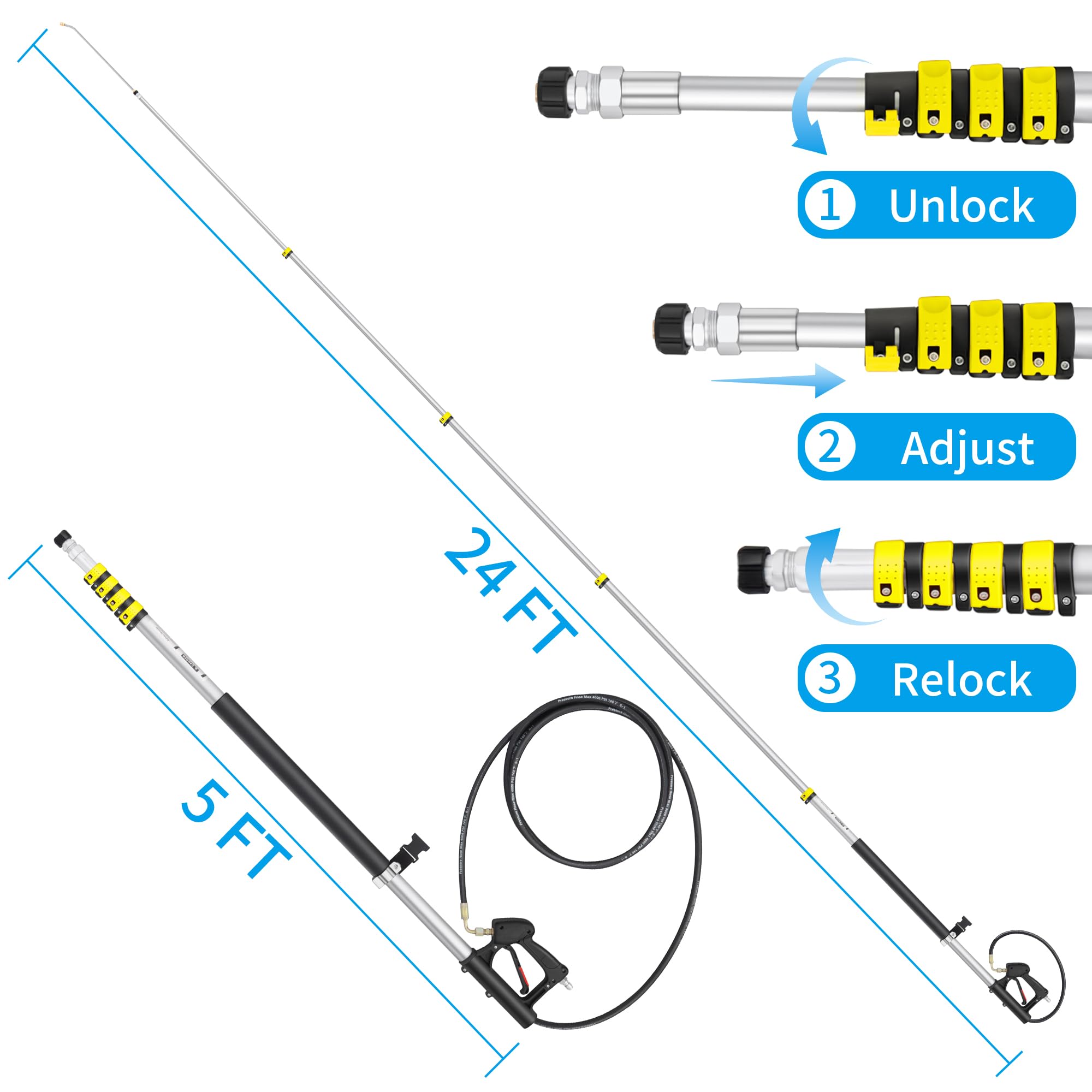 EXTRAFEIN set of five nozzle tips laid out to show spray pattern options and versatility