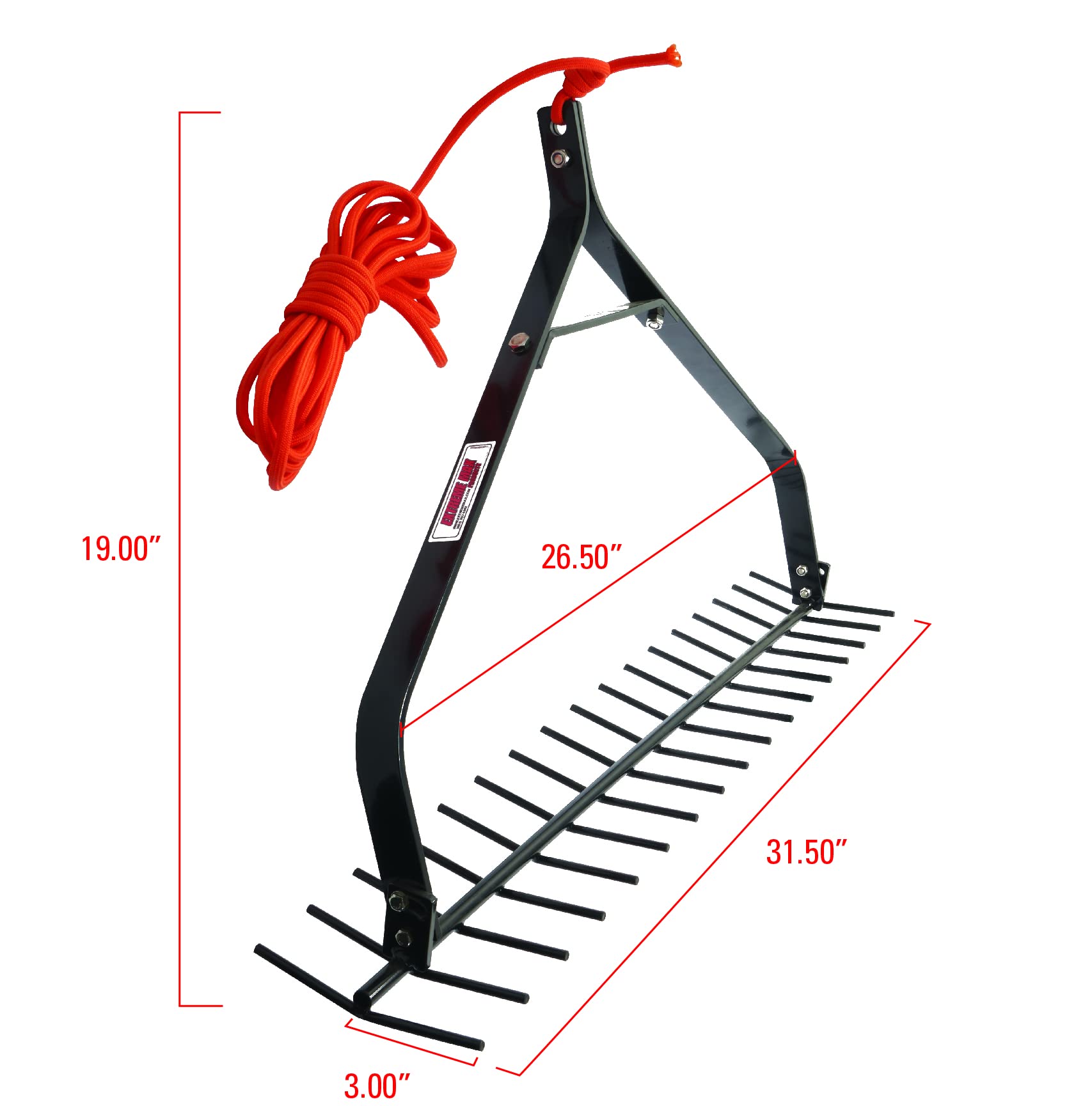 Extreme Max rope and size comparison showing 20-foot rope and 32-inch head