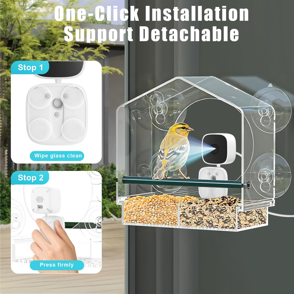 Exubriant feeder next to a hand for size comparison showing compact profile