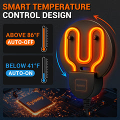 eyiseiy thermostat label detail showing automatic on/off temperature control