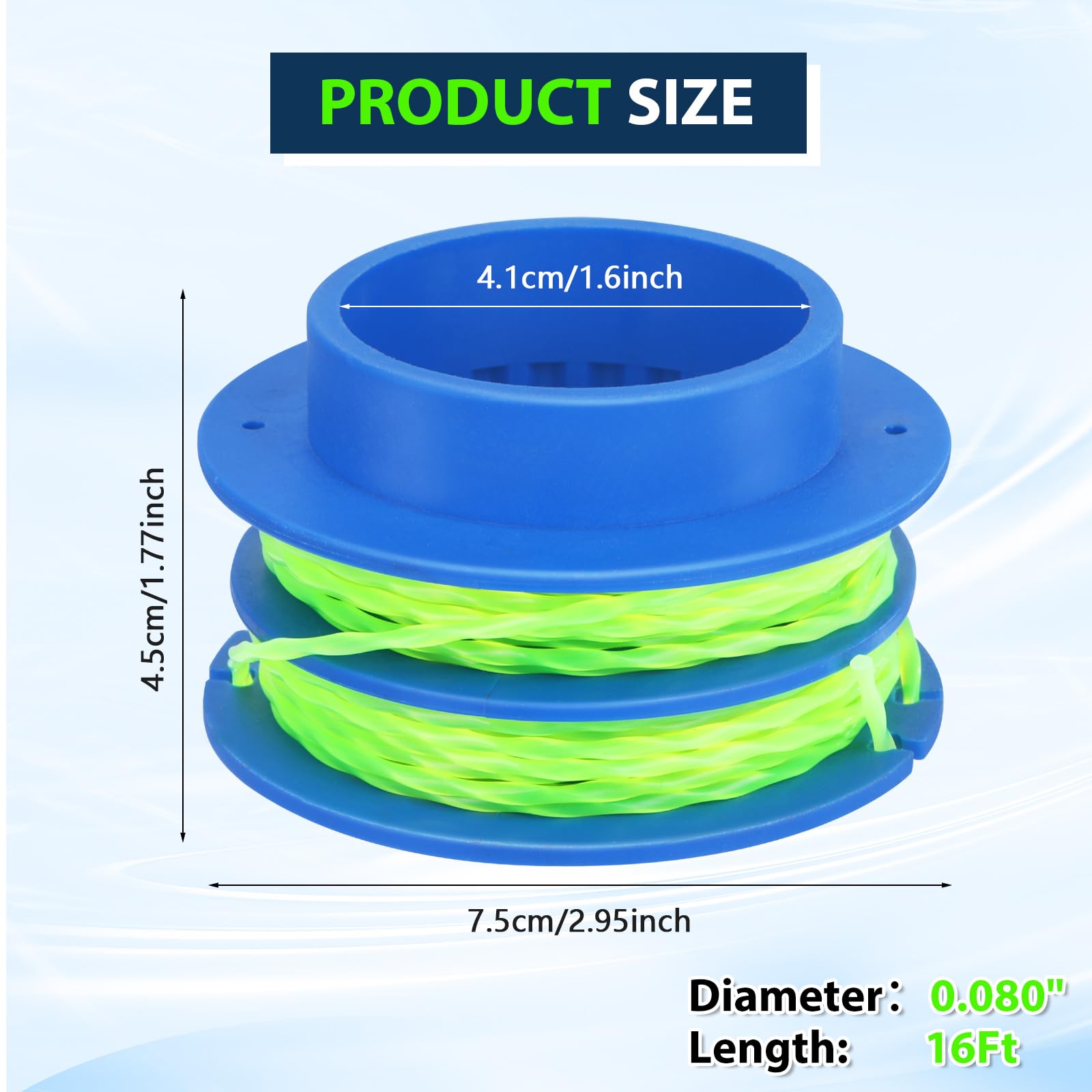 Close-up of Eyoloty 0.080 inch trimmer line texture showing durable nylon for longer life