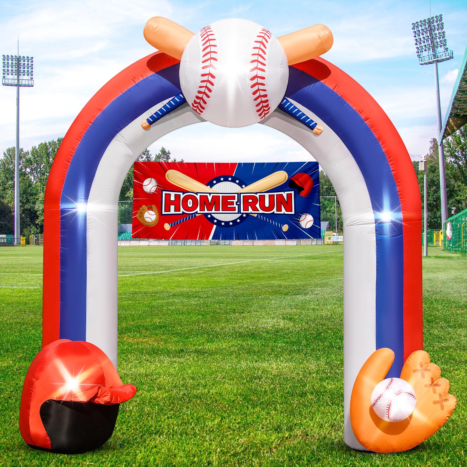 Eyourlife arch front view showing baseball graphics and entrance appeal