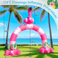 Eyourlife flamingo arch close-up of six LED lights adding nighttime visibility