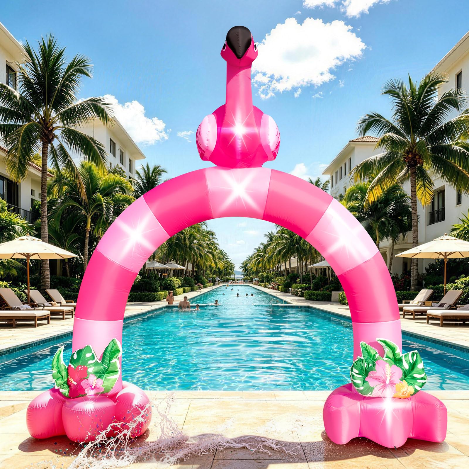 Eyourlife flamingo arch front view showing tall pink entrance and bright appeal