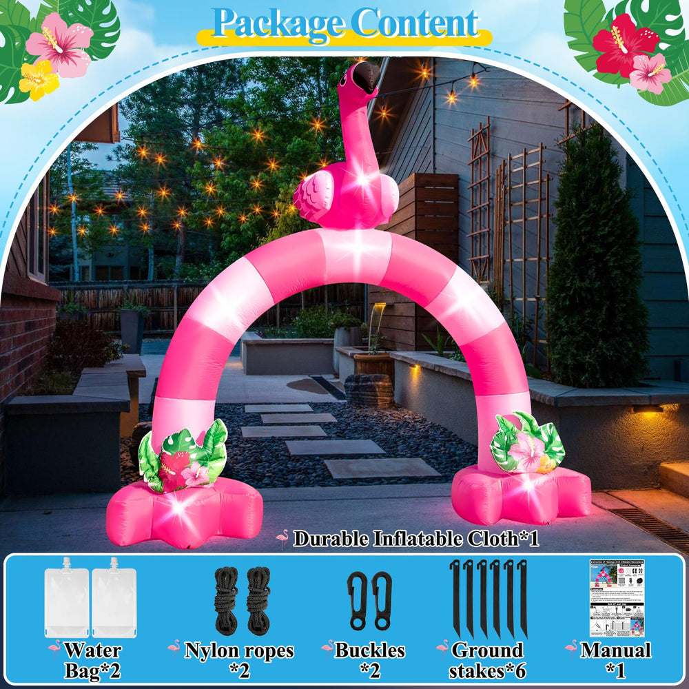 Eyourlife flamingo arch built-in blower demonstrating fast 3–5 minute inflation