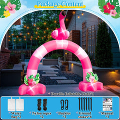 Eyourlife flamingo arch built-in blower demonstrating fast 3–5 minute inflation