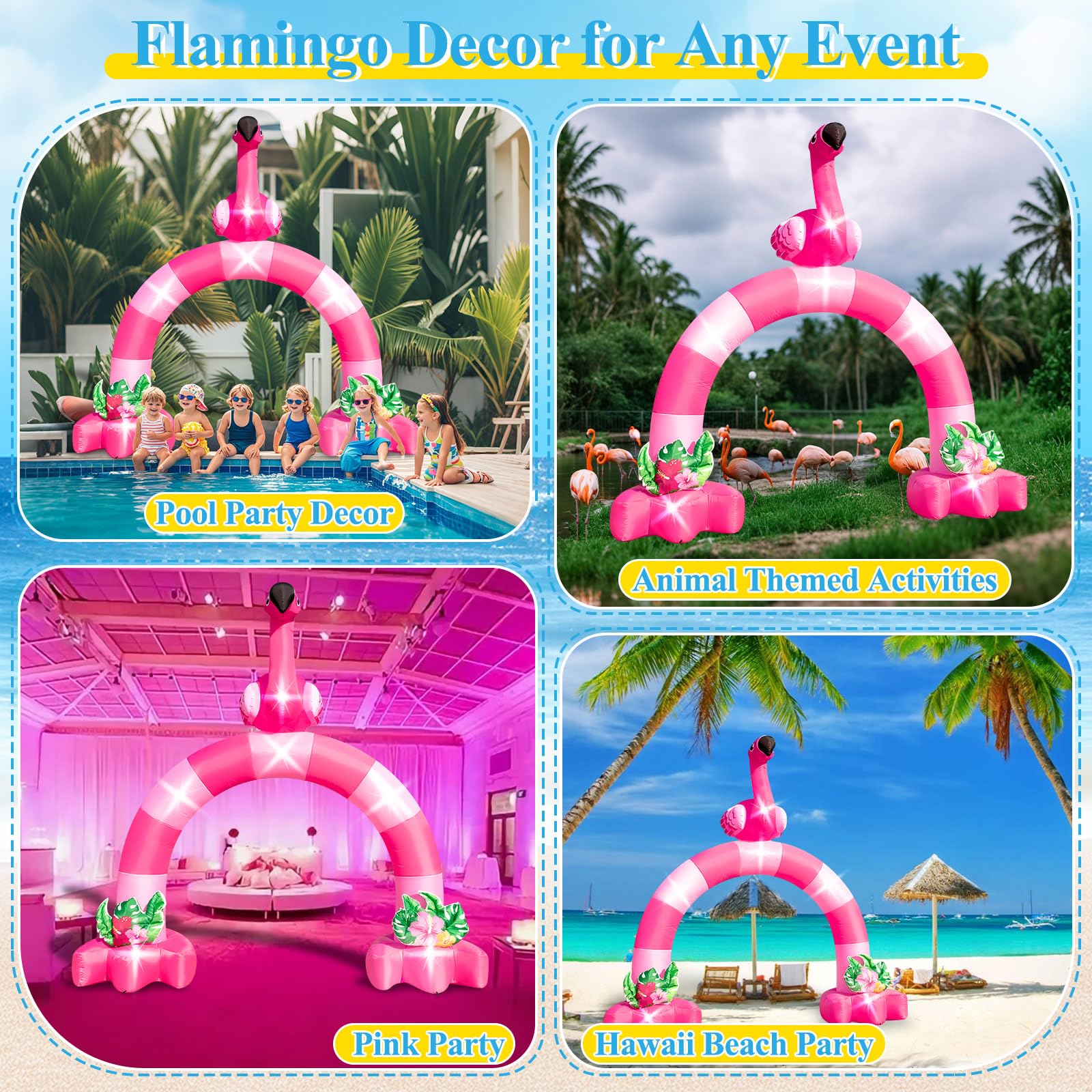 Eyourlife flamingo arch next to a person for clear 12-foot height perspective