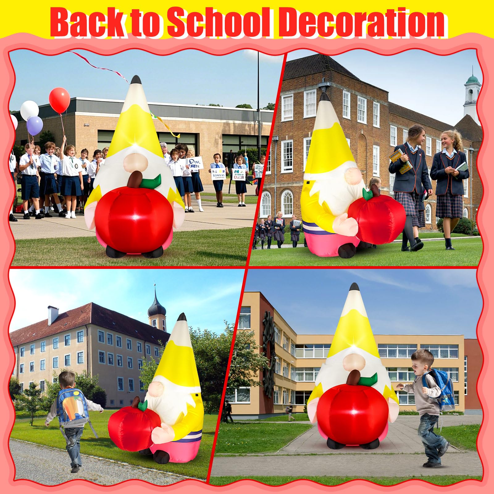 Eyourlife yard scene with gnome for first-day-of-school atmosphere
