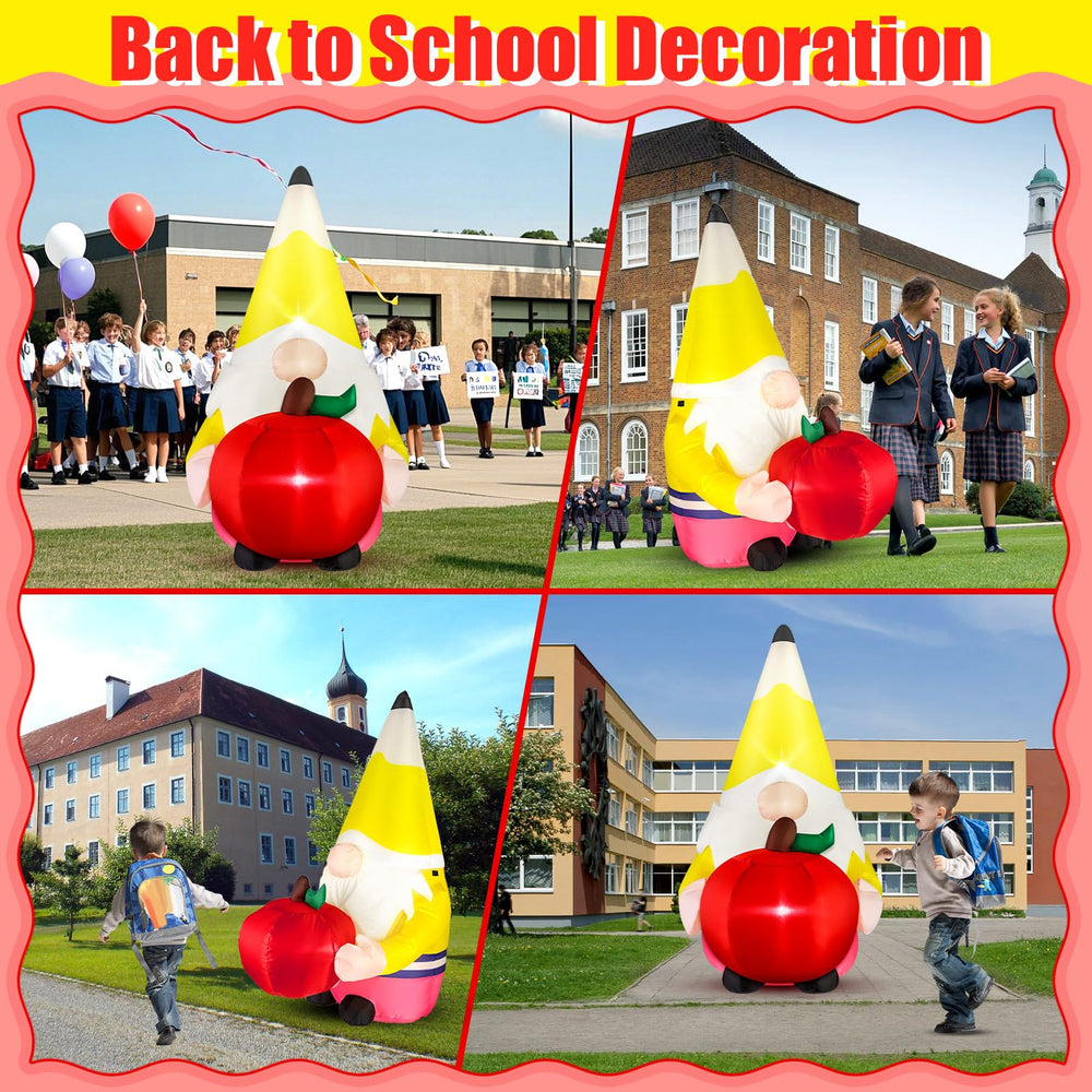 Eyourlife yard scene with gnome for first-day-of-school atmosphere