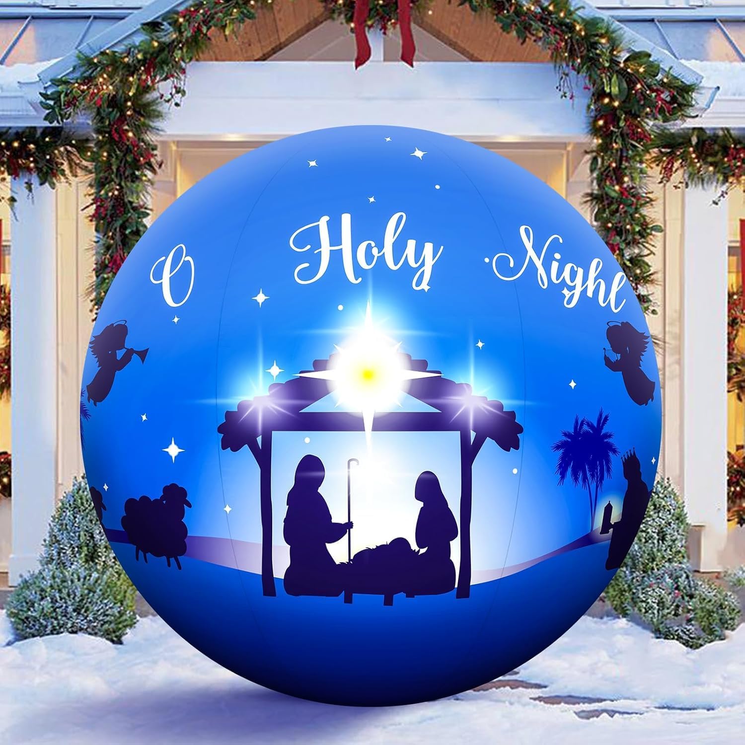Eyourlife inflatable nativity front view showing clear scene and festive curb appeal