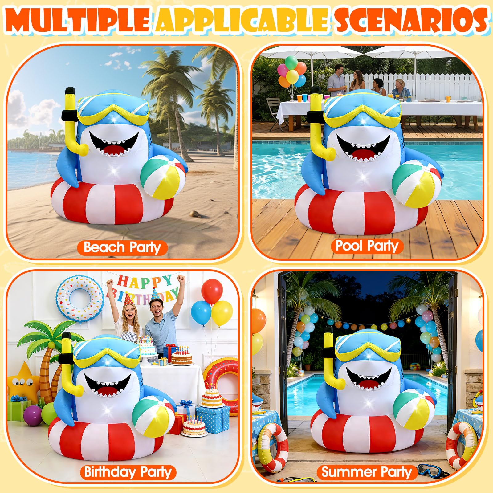 Eyourlife shark in backyard party setting boosting festive atmosphere