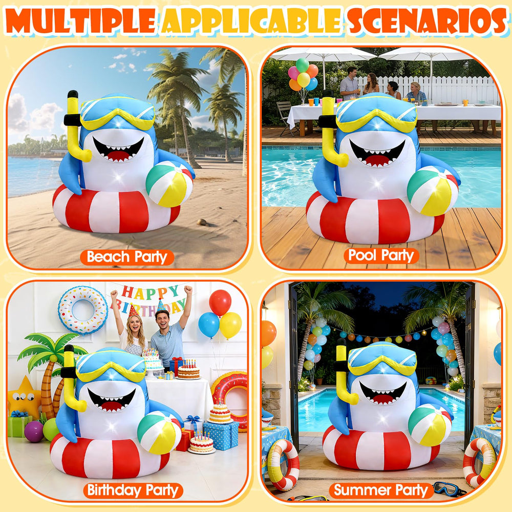 Eyourlife shark in backyard party setting boosting festive atmosphere